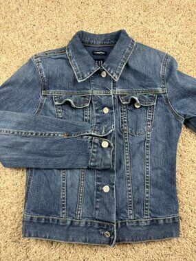 Gap Stretch Denim Jean Jacket Women's XS Blue Long Sleeve Button Up Cotton